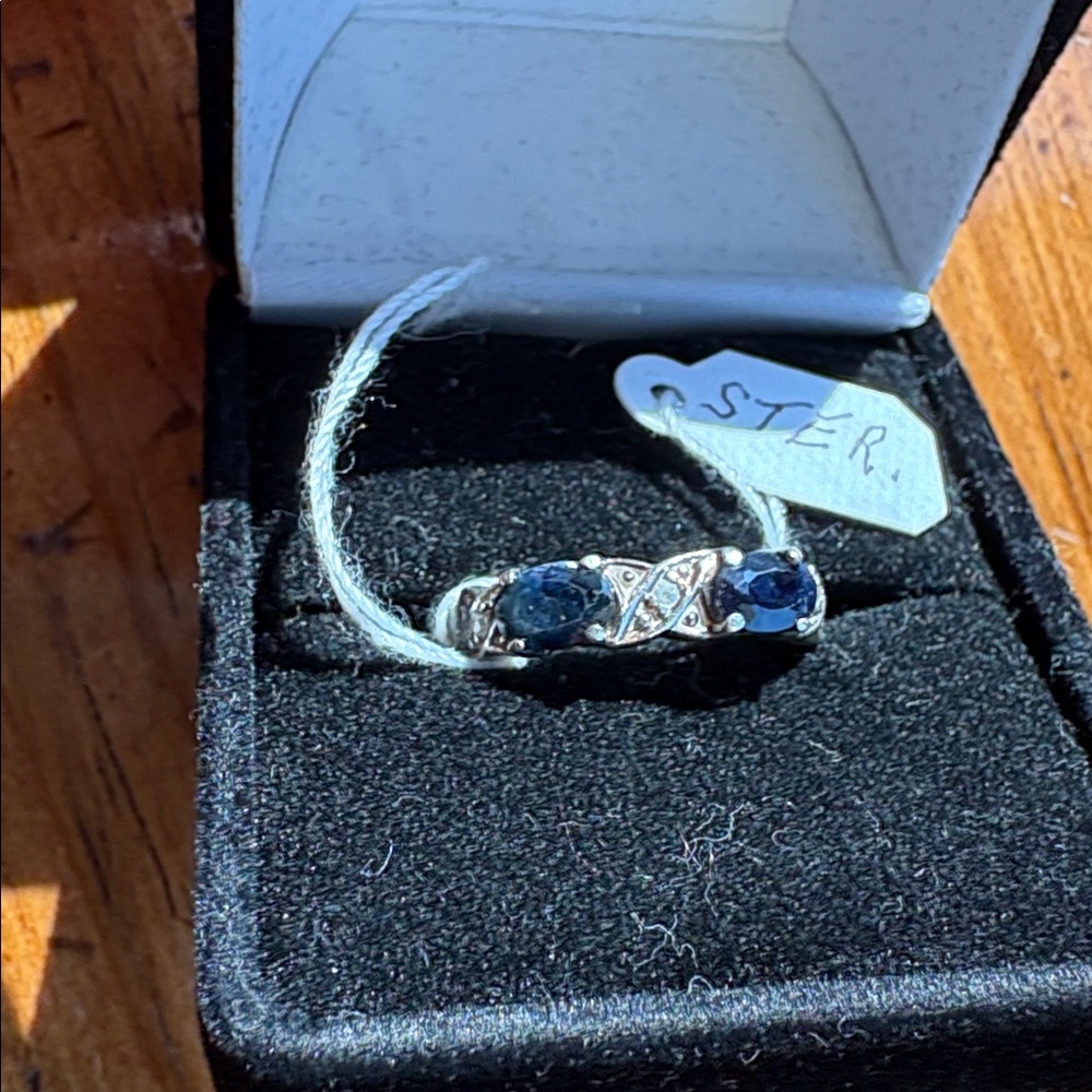 Lab created Sapphire Gemstone Ring sterling size 7